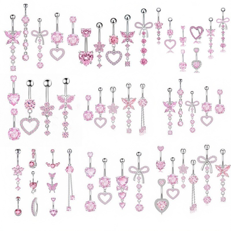 Pink Series Set Factory - Fashion Heart Shaped Zircon Pendant