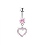 Belly Button Rings Supplier - Set 5 Pink Zircon Inlay Heart