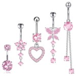 Belly Button Rings Manufacturer - 5 Pcs Set Silver Gold Heart