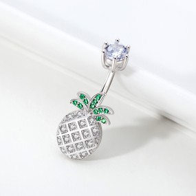 Silver Belly Ring Manufacturer - Fruit Pineapple Zircon Stud