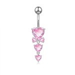 Belly Button Rings Supplier - Set 5 Pink Zircon Inlay Heart