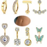 Golden Navel Set Supplier - Stainless Steel Flower Butterfly