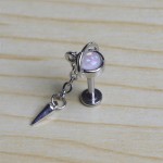Labret Piercing Factory - Opal Stone Spike Chain Dangle