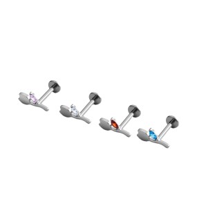 Titanium Ear Studs Manufacturer - Tulip Shape CZ Inlay Multicolor