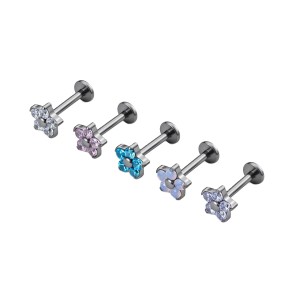 Titanium Body Jewelry Factory - Flower Internally Threaded CZ