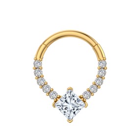 Zircon Nose Ring Manufacturer - Round Closed Loop Large Square