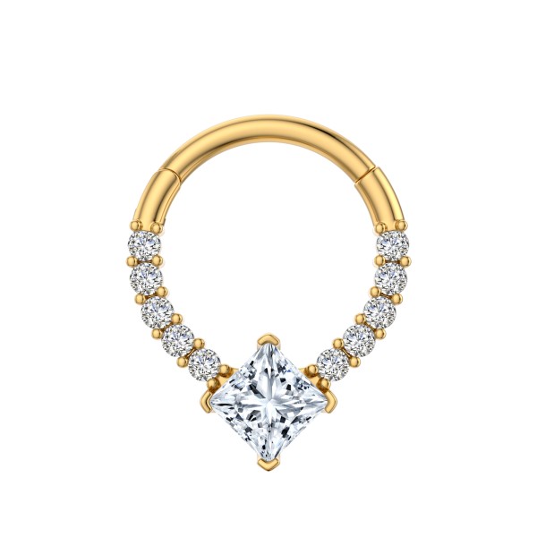 Zircon Nose Ring Manufacturer - Round Closed Loop Large Square