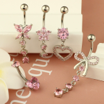 Navel Button Set Supplier - 5 Piece Heart Butterfly Long Tassel