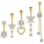 Belly Button Rings Manufacturer - 5 Pcs Set Silver Gold Heart