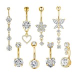 Navel Belly Rings Manufacturer - 8pcs/set Zircon Inlay Cute