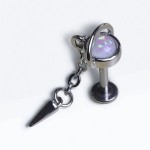 Labret Piercing Factory - Opal Stone Spike Chain Dangle