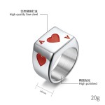 扑克牌戒指厂家-钛钢红心黑桃情侣