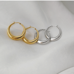 Hoop Earrings Supplier - Gold Silver Plated 40MM Stainless Steel Round No Tarnish