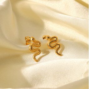 Snake Earrings Factory - INS Personality 18K Gold Plated Vintage Stud Earrings