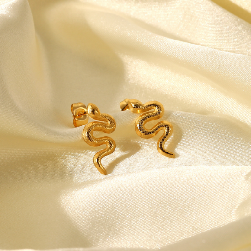 Snake Earrings Factory - INS Personality 18K Gold Plated Vintage Stud Earrings