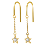 Silver Earrings Factory - S925 Sterling Silver Korean Five-pointed Star Tassel