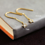 Silver Earrings Factory - S925 Sterling Silver Korean Five-pointed Star Tassel