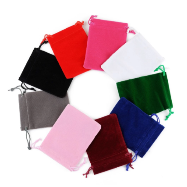 Velvet Pouches Supplier - 50 Pcs 5x7cm Colorful Drawstring Gift Packaging