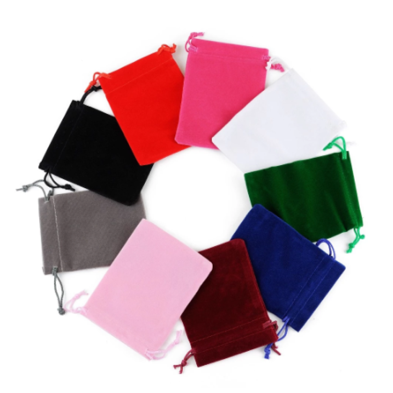 Velvet Pouches Supplier - 50 Pcs 5x7cm Colorful Drawstring Gift Packaging