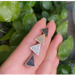 Arab Earrings Supplier - Stainless Steel Triangle Stud 18K Gold Plated Enamel