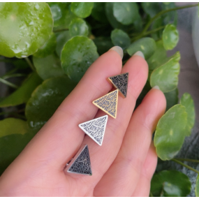 Arab Earrings Supplier - Stainless Steel Triangle Stud 18K Gold Plated Enamel
