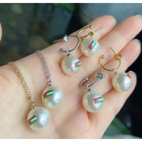 Palestine Jewelry Set Supplier - Stainless Steel Chain Flag Necklace Earrings Pearl