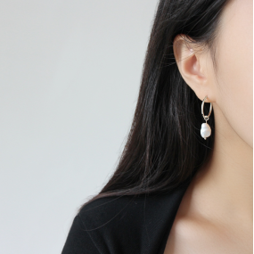 Pearl Earrings Supplier - 925 Sterling Silver Baroque Freshwater Irregular Drop