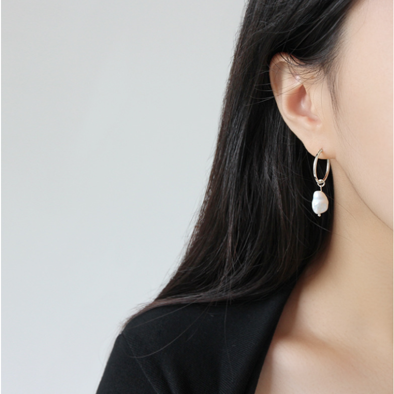 Pearl Earrings Supplier - 925 Sterling Silver Baroque Freshwater Irregular Drop