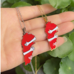 Lebanon Necklace Factory - Custom Stainless Steel Drop Oil Map Flag Love Pendant