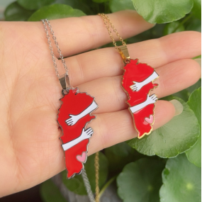 黎巴嫩项链工厂 - 可定制不锈钢滴油地图国旗爱意吊坠