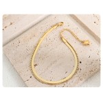 Stainless Steel Anklet Factory - Summer 18K Gold Double Layer Flat Snake Chain
