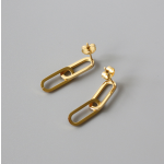 Double Ring Earrings Supplier - Stainless Steel 18K Gold Oval Chain Fine Jewelry