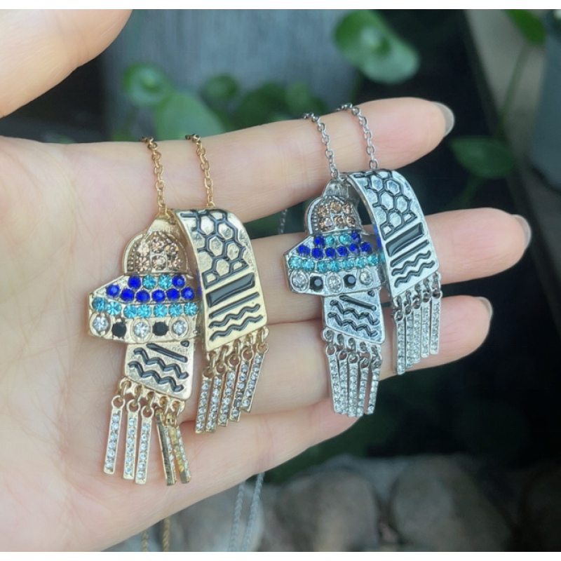 Palestine Necklace Supplier - Enameled 18K Gold Plated Flag Scarf Rhinestone Mosque