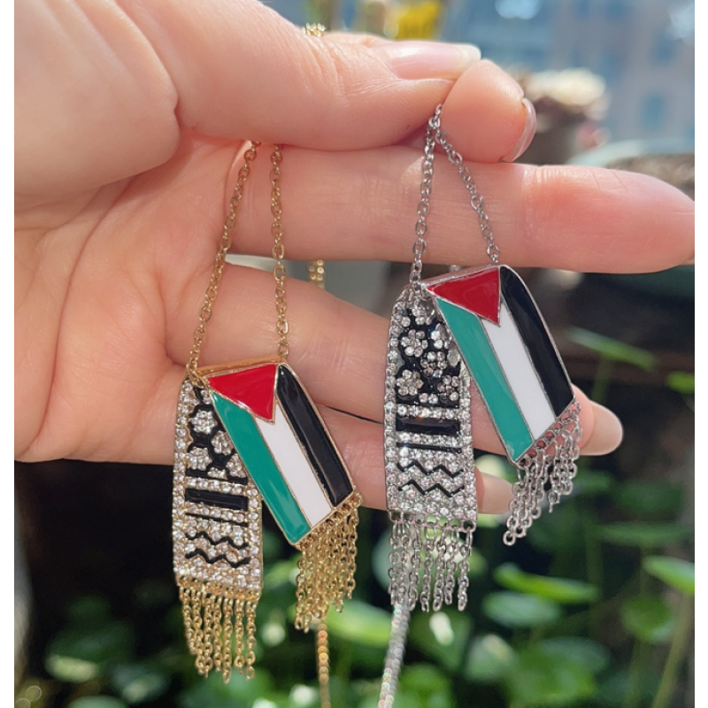 Palestine Necklace Factory - Handmade Headscarf Kufiya Stainless Steel Chain