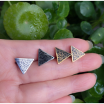 Arab Earrings Supplier - Stainless Steel Triangle Stud 18K Gold Plated Enamel