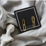 Double Ring Earrings Supplier - Stainless Steel 18K Gold Oval Chain Fine Jewelry