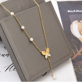 Women Necklace Factory - Wholesale 316L Stainless Steel Opal Diamond Butterfly
