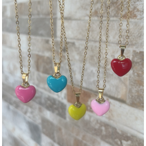 Heart Necklace Supplier - Wholesale Tiny Stainless Steel Enamel Love Pendant Gift