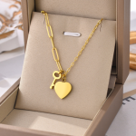 Heart Necklace Manufacturer - Gold Plated Stainless Steel Shell Key Love Pendant