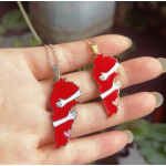 Lebanon Necklace Factory - Custom Stainless Steel Drop Oil Map Flag Love Pendant