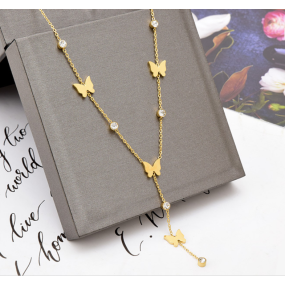 Butterfly Necklace Manufacturer - Korean Fashion 18K Gold Plated Long Tassel