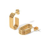 Stud Earring Factory - 18K Gold Stainless Steel Geometric Three-layer U-shaped