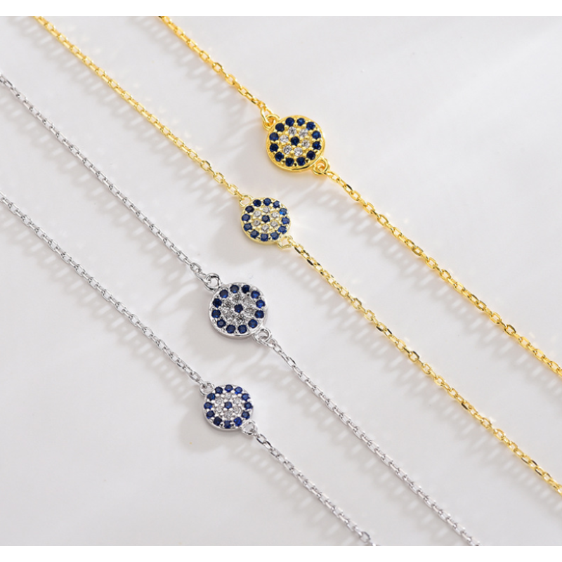 Evil Eye Bracelet Manufacturer - 925 Sterling Silver CZ Stone Turkish Design