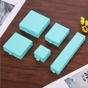 Jewelry Packaging Box Factory - Light Blue Drawer Earrings Necklace Customizable