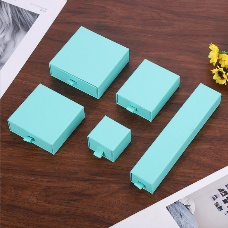 Jewelry Packaging Box Factory - Light Blue Drawer Earrings Necklace Customizable