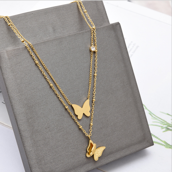 Butterfly Necklace Manufacturer - 316L Stainless Steel Double Layer High Polished
