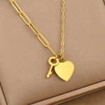 Heart Necklace Manufacturer - Gold Plated Stainless Steel Shell Key Love Pendant