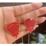 Arabic Necklace Supplier - 18K Gold Stainless Steel Red Enamel Pendant Men Women