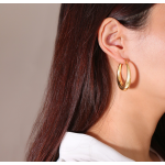 Hoop Earrings Supplier - Gold Silver Plated 40MM Stainless Steel Round No Tarnish