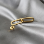 Double Ring Earrings Supplier - Stainless Steel 18K Gold Oval Chain Fine Jewelry